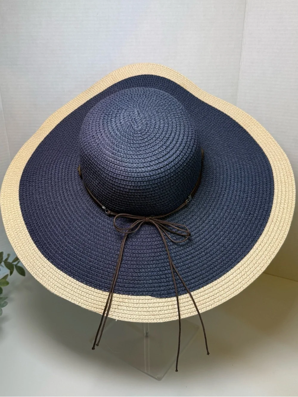 Lucky 7 Women’s Wide Brim 2 Tone 100% Paper, Straw Floppy Feminine Beach Sun Hat